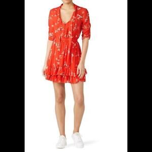 $595 Nicholas Floral Ruffle Mini Dress Size 4